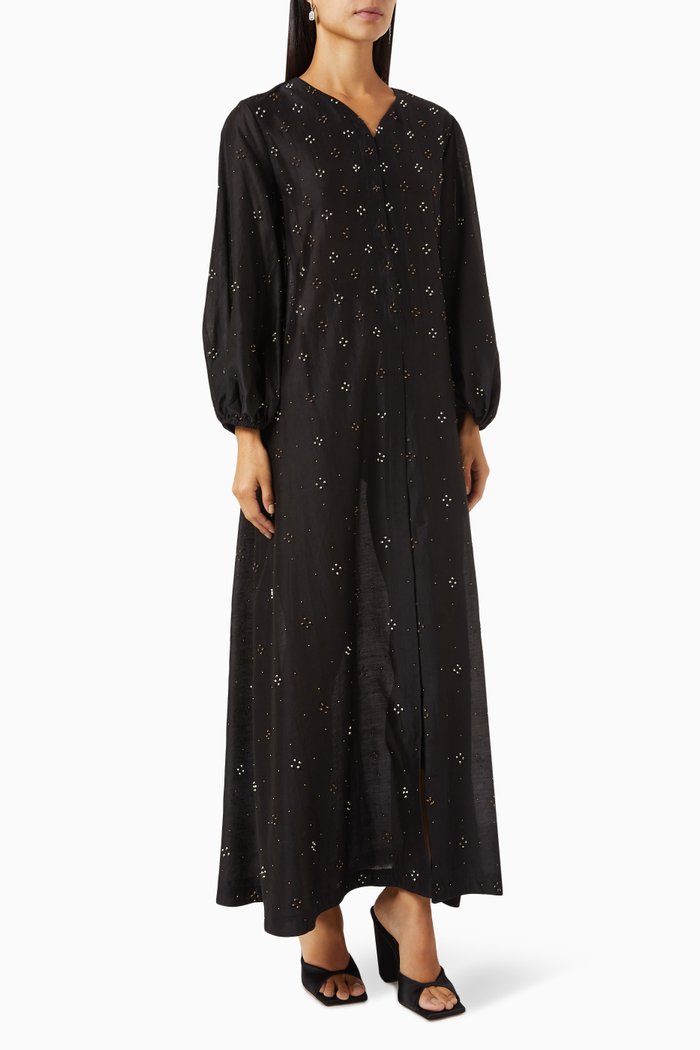 

Bead-embellished Dress in Silk-blend, Black
