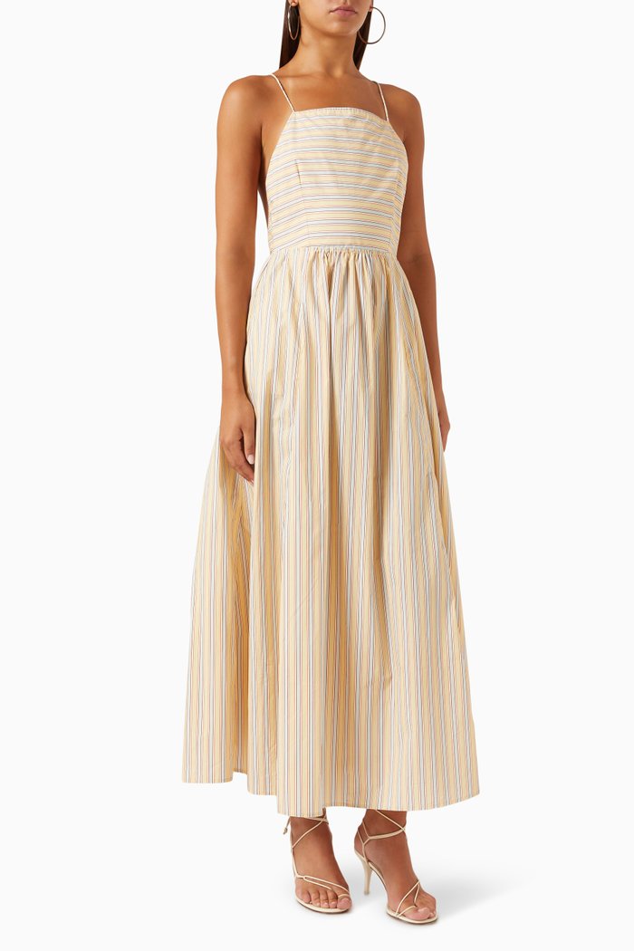 

Maurel Striped Maxi Dress in Cotton-poplin, Yellow
