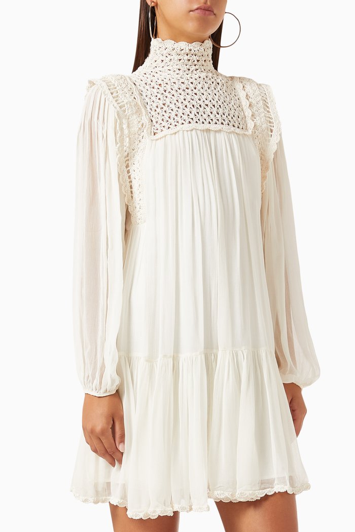 Loup Mini Dress in Crinkle Viscose, Neutral