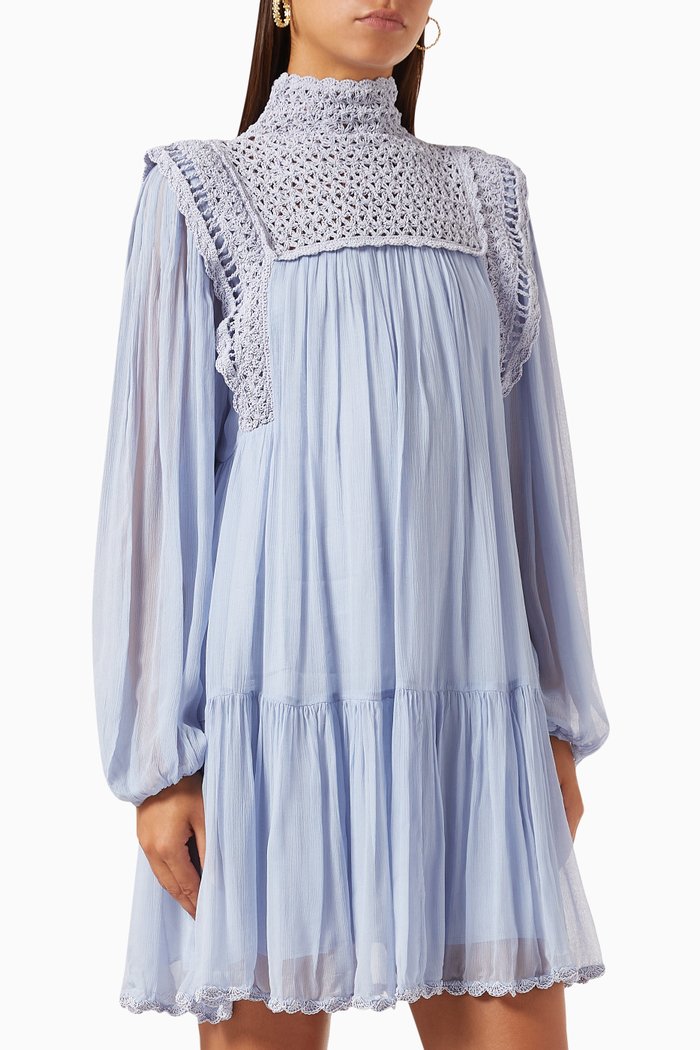 

Loup Mini Dress in Crinkle Viscose, Blue