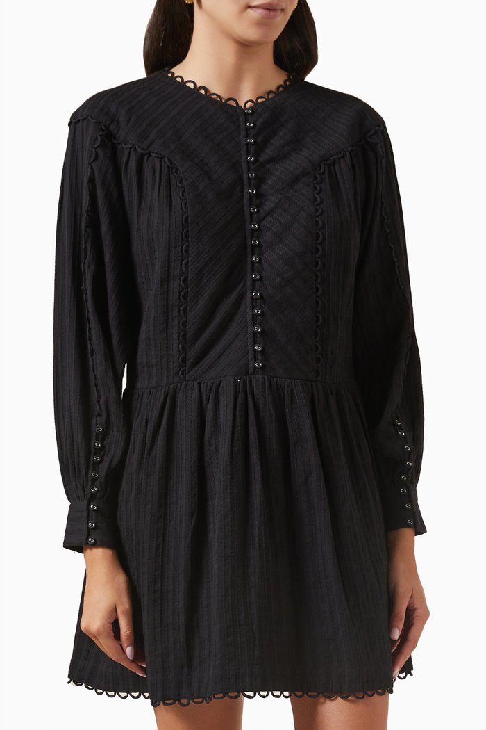 

Mirabelle Mini Dress in Cotton Dobby, Black