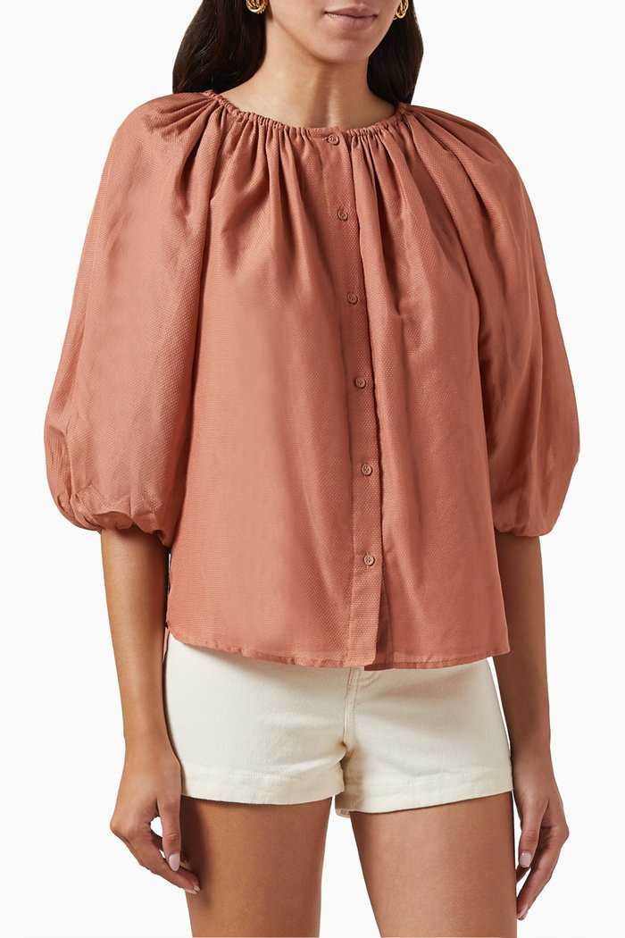 

Pallida Top in Cotton-silk Dobby, Red
