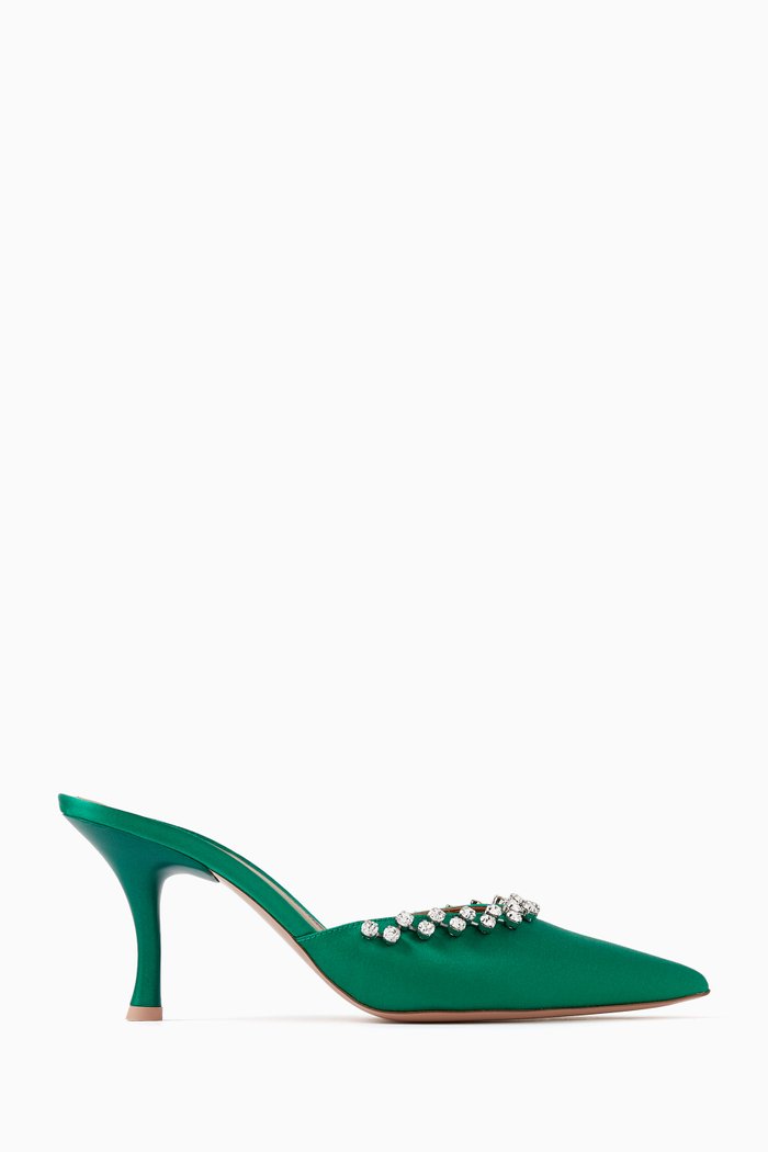 

Gwyn 70 Mules in Satin, Green