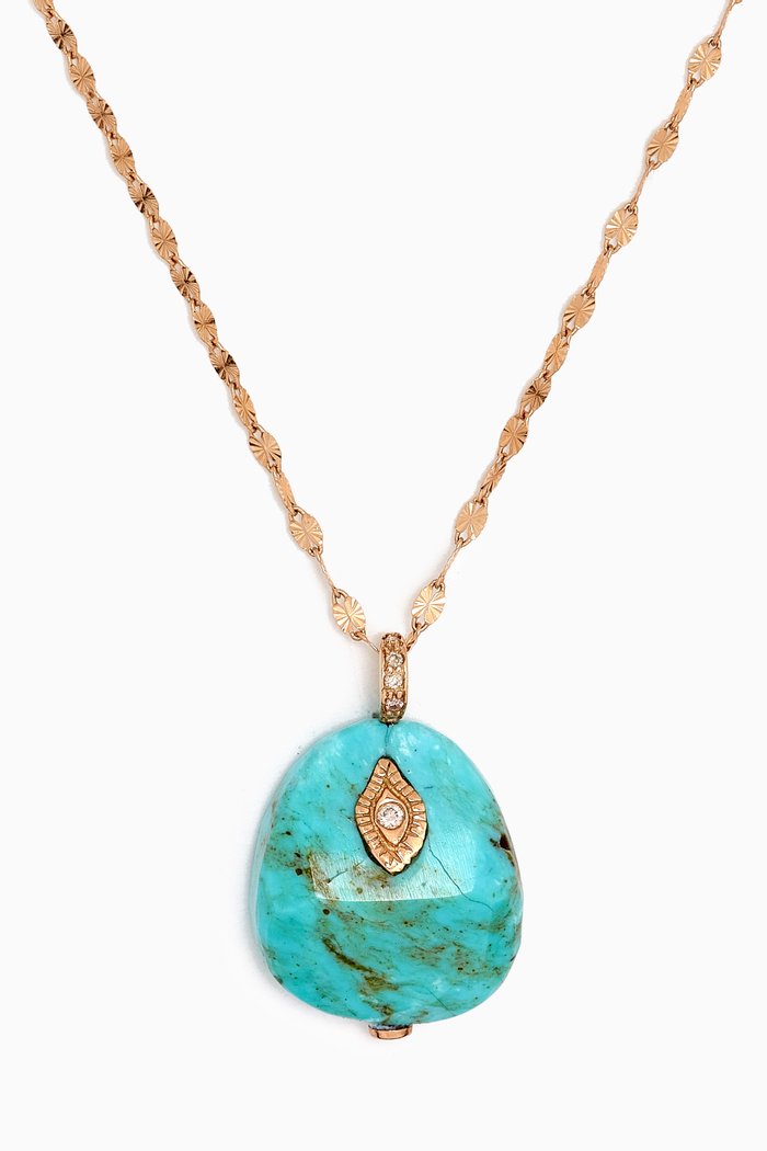 

Arles Diamond & Turquoise Pendant Necklace in 14kt Gold, Yellow