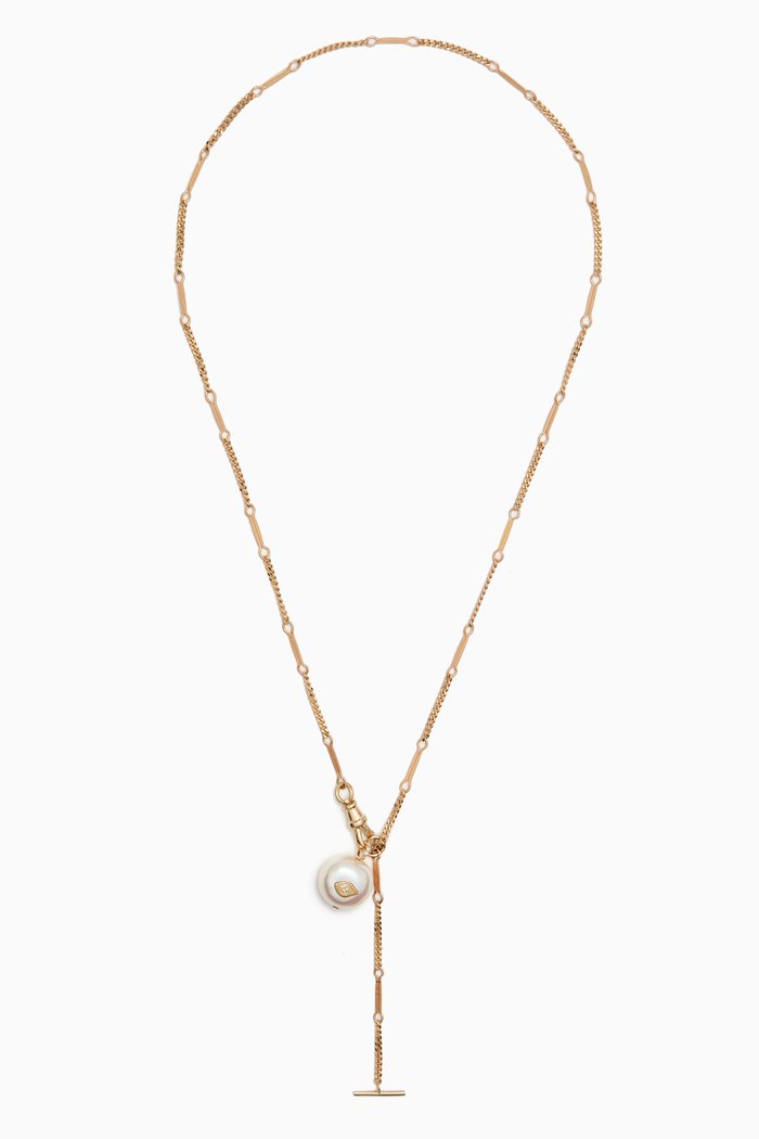 

Petra Charlie Diamond & Freshwater Pearl Amulet Necklace in 9kt Gold, Yellow