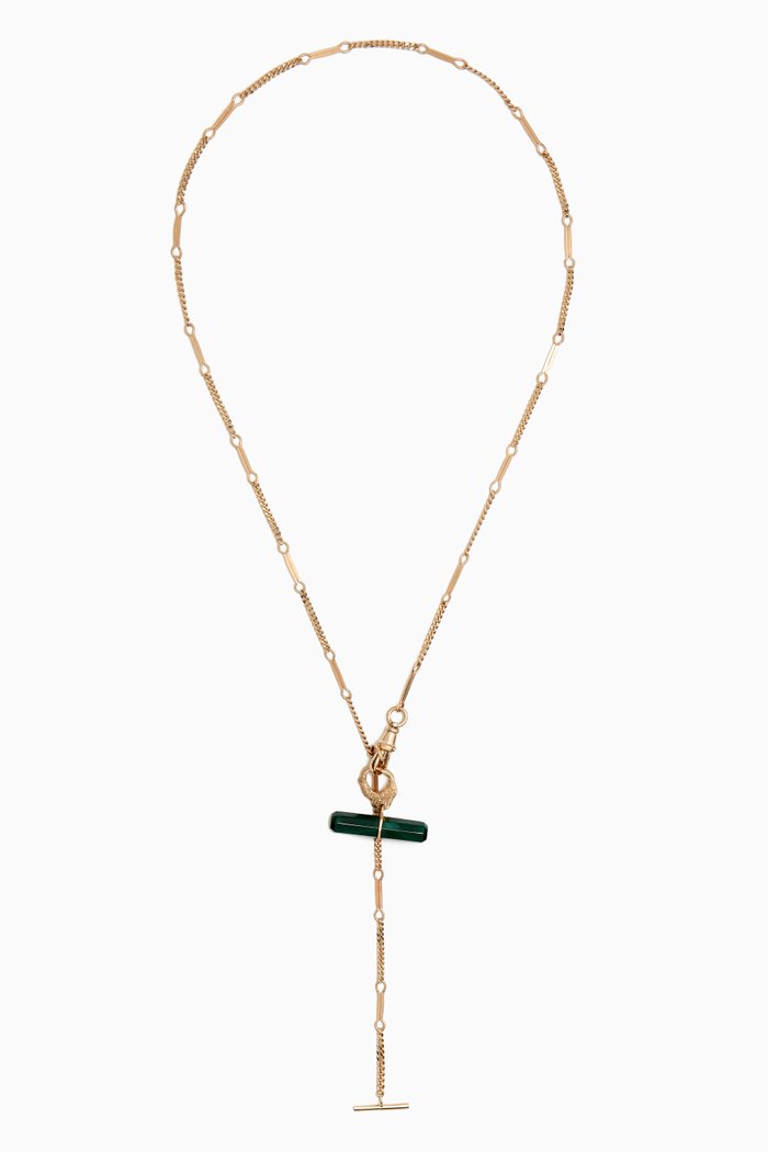 

Petra Iman Diamond & Malachite Amulet Necklace in 9kt Gold, Yellow