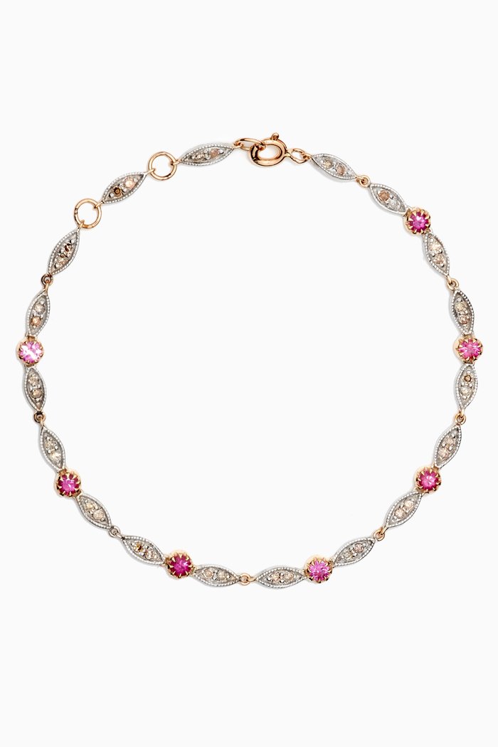 Ava Diamond & Sapphire Bracelet in 9kt Gold & Sterling Silver, Yellow