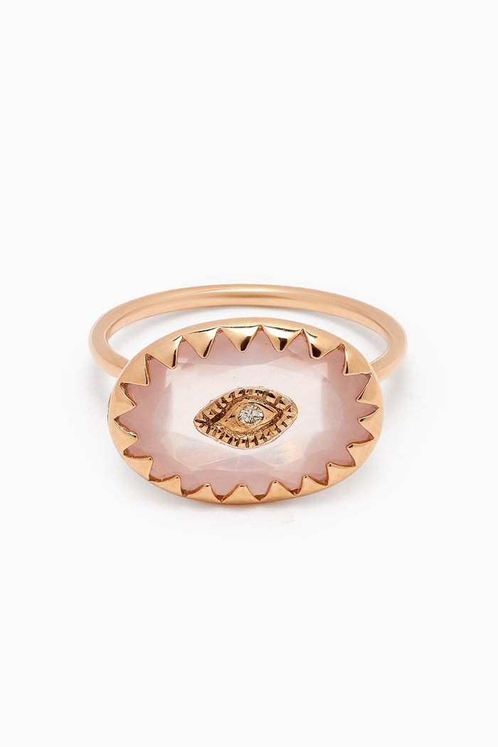 Souad Diamond & Quartz Ring in 9kt Gold, Yellow