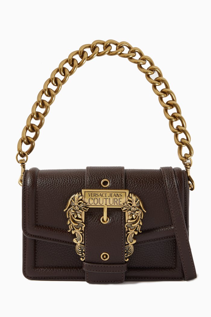 

Small Couture 01 Chain Crossbody Bag in Grainy Leather, Brown