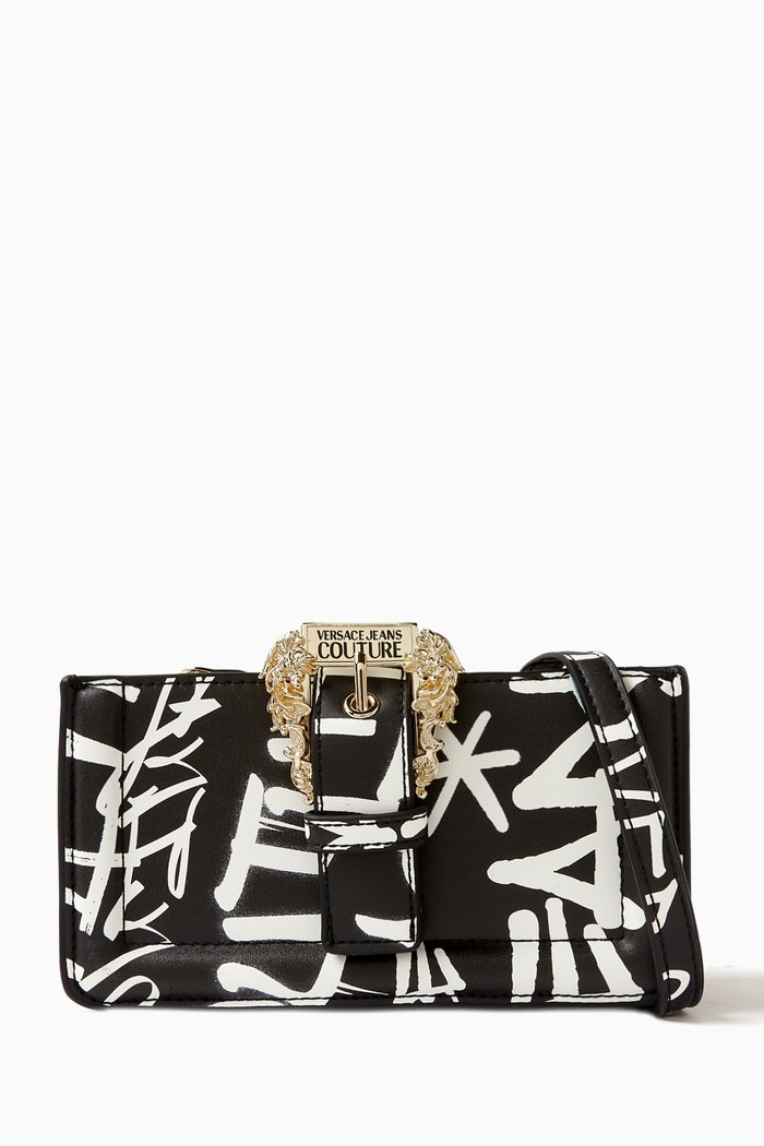 

Mini Couture 01 Crossbody Wallet on Chain in Faux Leather, Black
