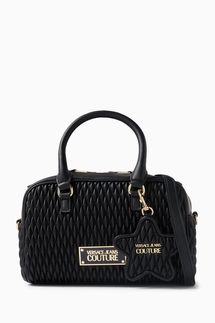 

Medium Crunchy Bowling Top-handle Bag in Faux-leather, Black