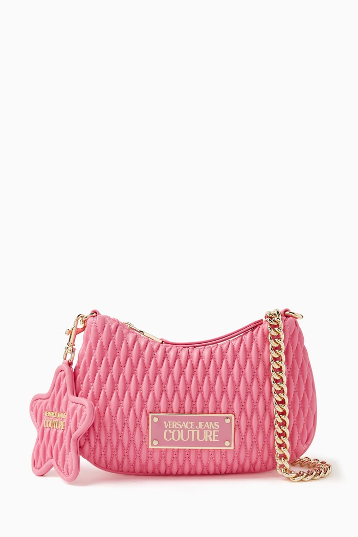 Crunchy Shoulder Bag in Faux Leather, Pink