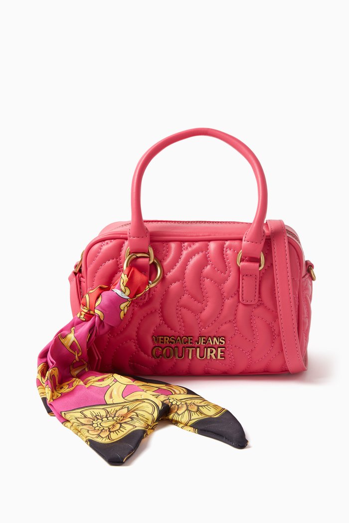 

Small Thelma Bowling Bag in Quilted Leather, Pink