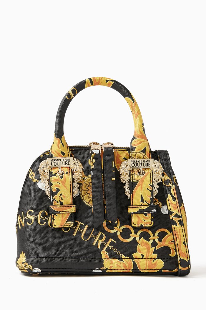 

Small Couture 01 Printed Top-handle Bag in Faux-leather, Black