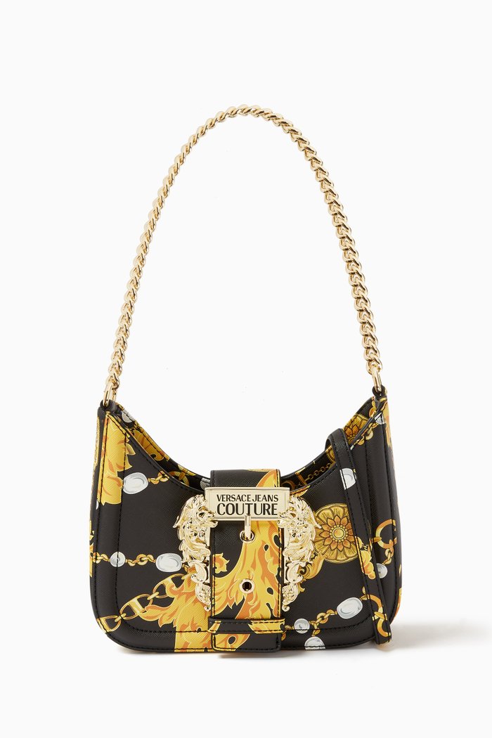 

Couture 01 Chain Hobo Bag in Saffiano Leather, Black