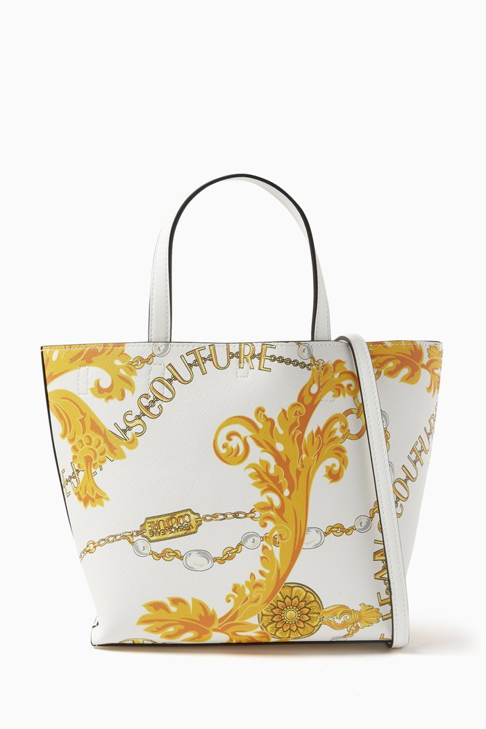 

Small Couture Reversible Tote Bag in Saffiano Leather, White
