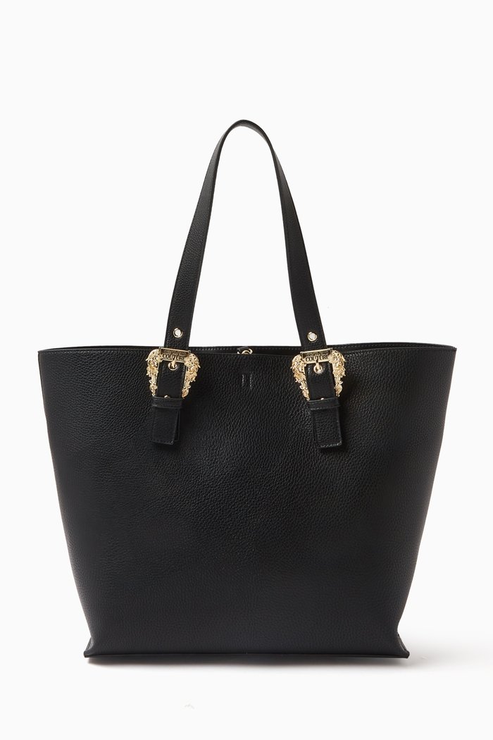 

Couture 01 Shopper Tote Bag in Grainy Leather, Black