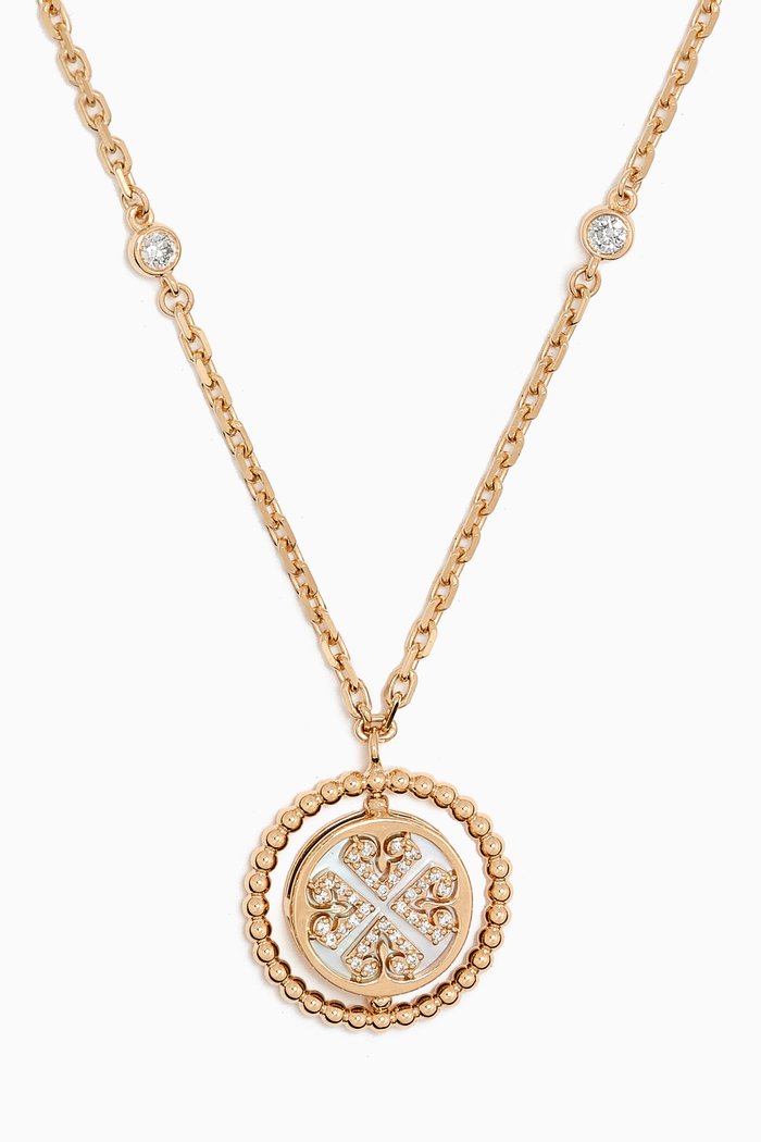 

Lace Lustrous Mother of Pearl & Diamond Necklace in 18kt Yellow Gold