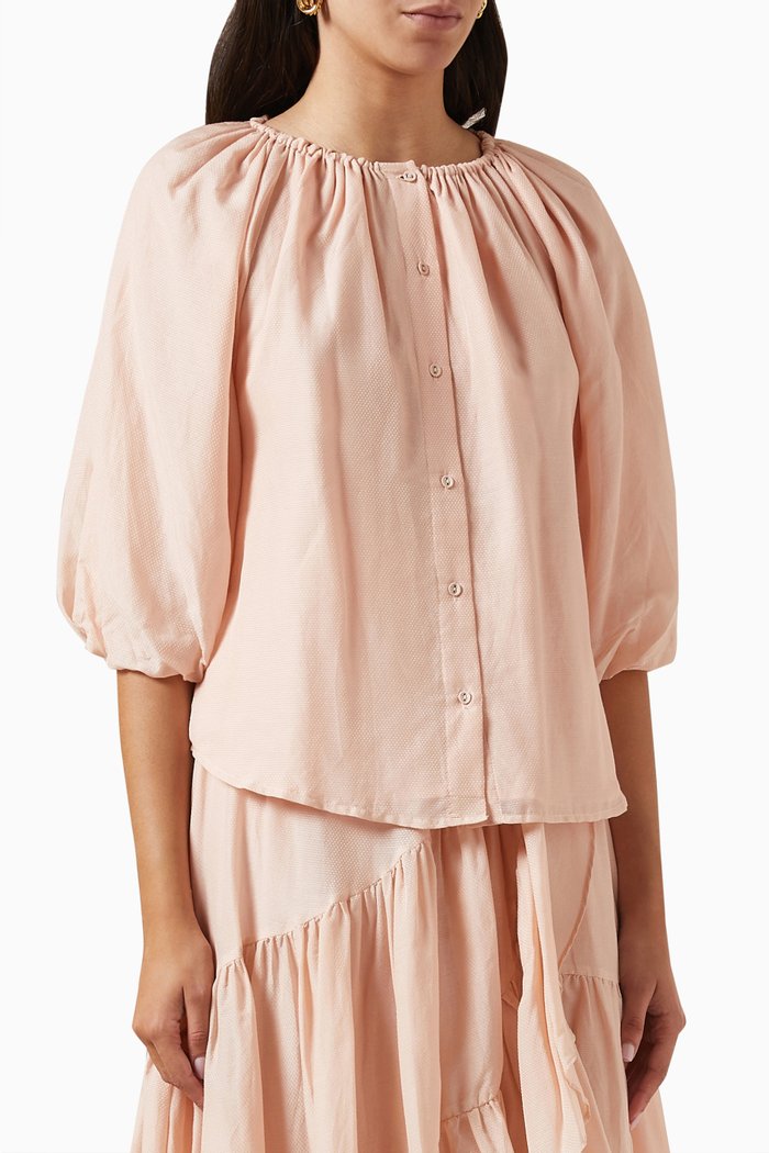 

Pallida Top in Cotton-silk Dobby, Pink
