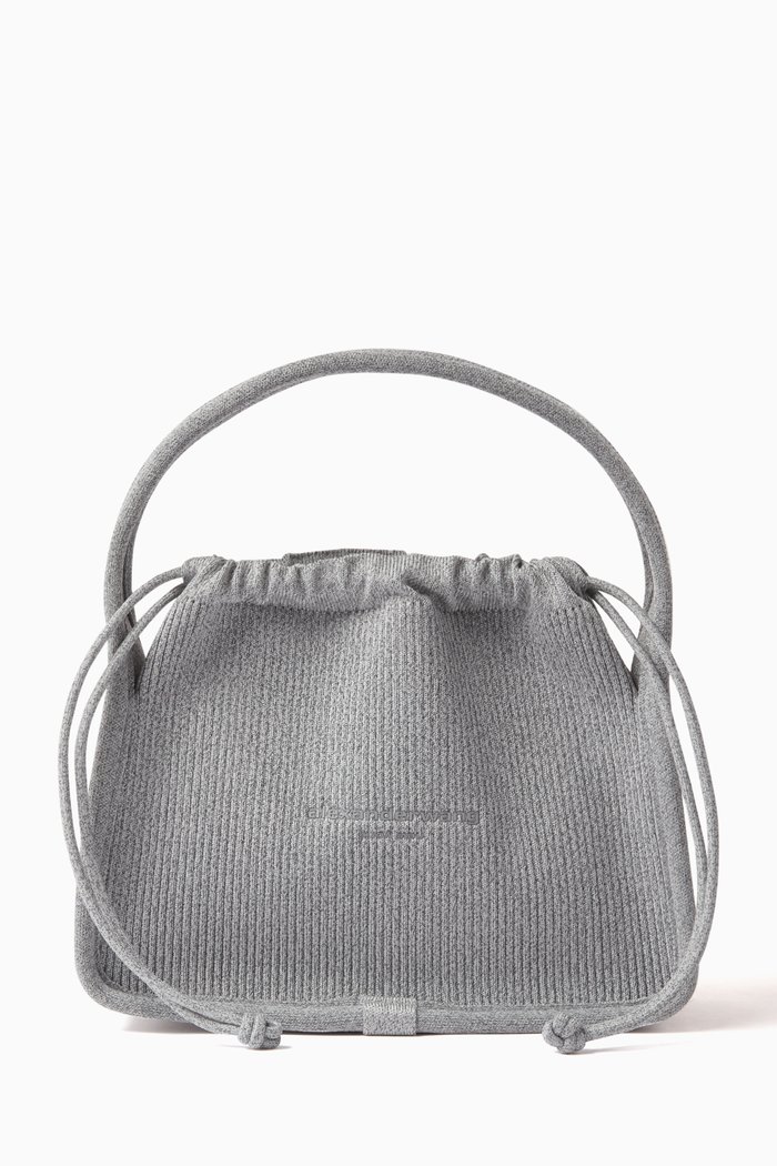 Small Ryan Bag in Reflective Rib-knit, Silver