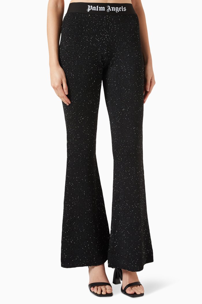 

Soiree Flared Sequin Pants in Stretch-knit, Black