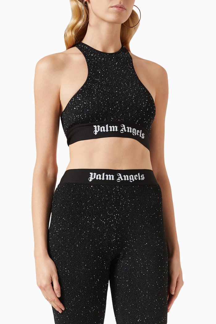 

Soiree Logo Glitter Top in Stretch-knit, Black