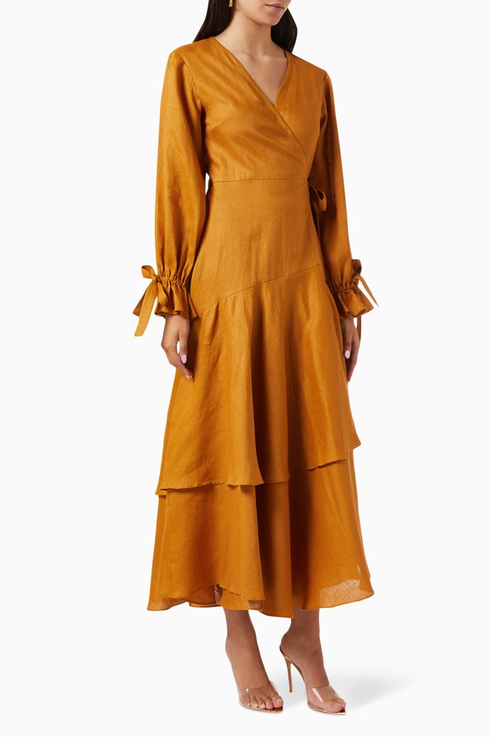 

Layered Wrap Dress, Brown