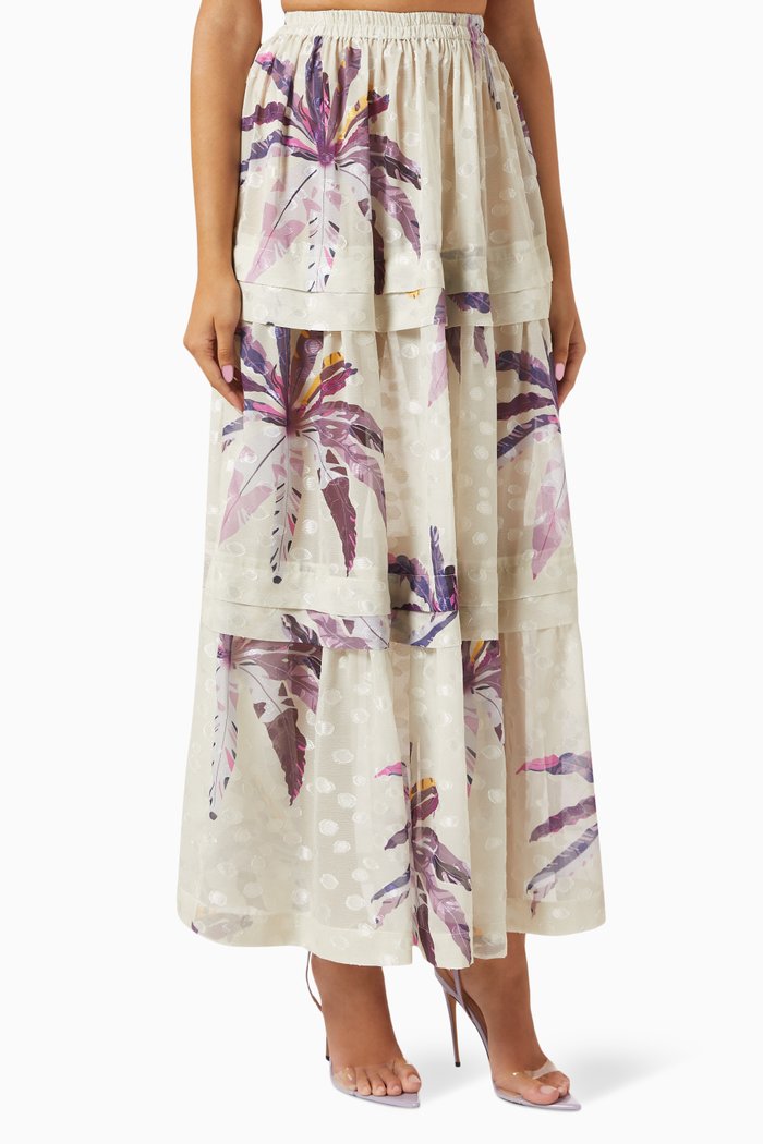 

Layered Ruffle Maxi Skirt, Neutral