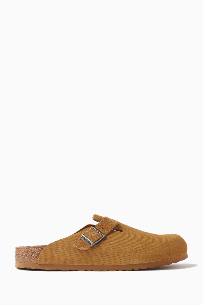 

Boston Clog Sandals in Embossed Suede, Brown