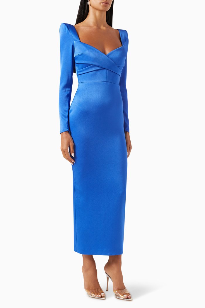

Linden Midi Dress in Satin Crepe, Purple