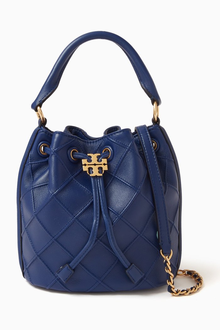

Large Fleming Soft Bucket Bag in Leather, Blue