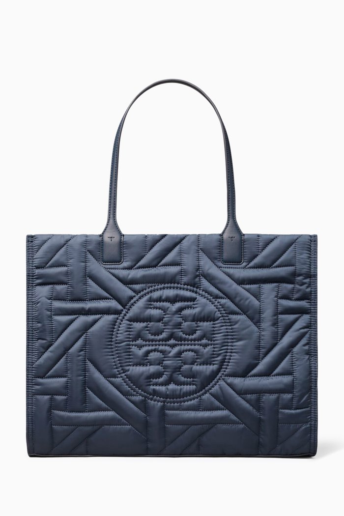 

Ella Basketweave Tote Bag in Satin, Blue