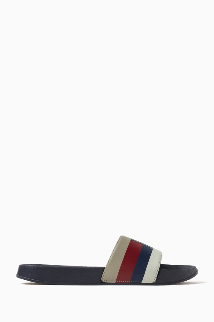 Multi Stripe Serif Slides, Blue