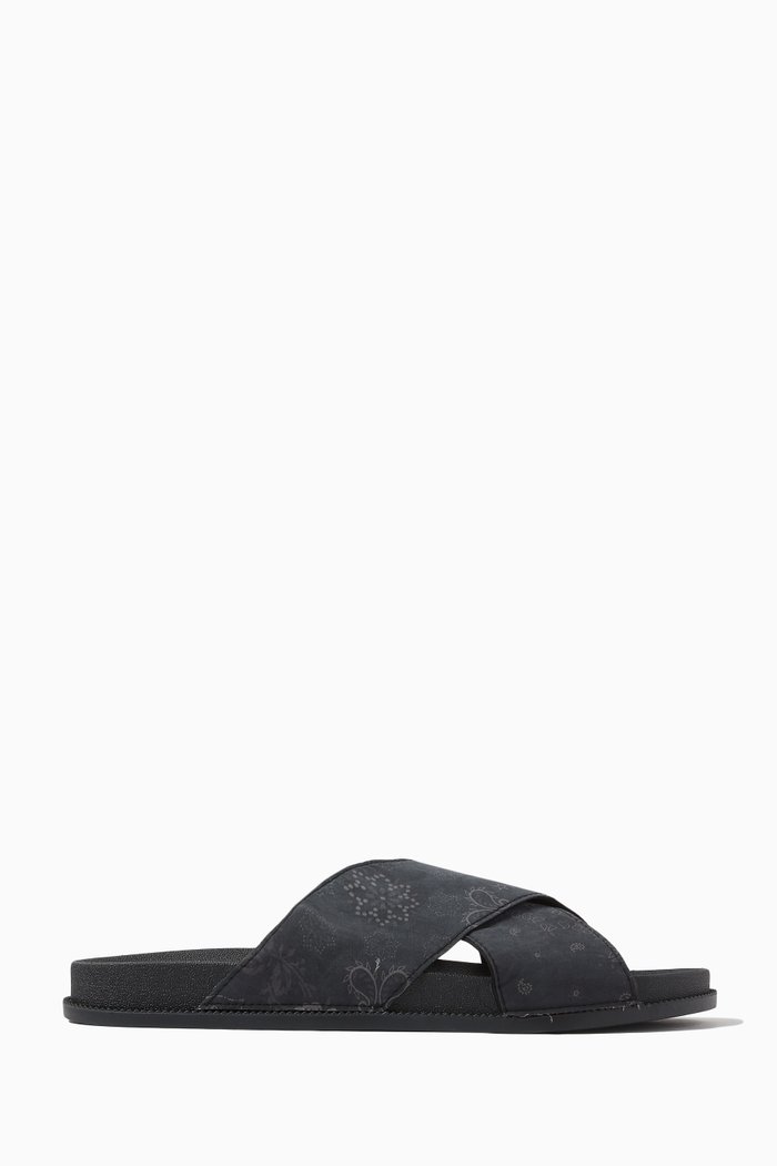 

Paisley Crossover Slides, Black