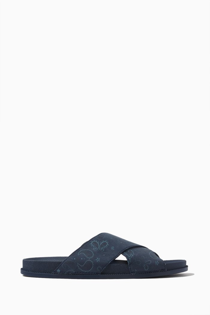 

Paisley Crossover Slides, Blue