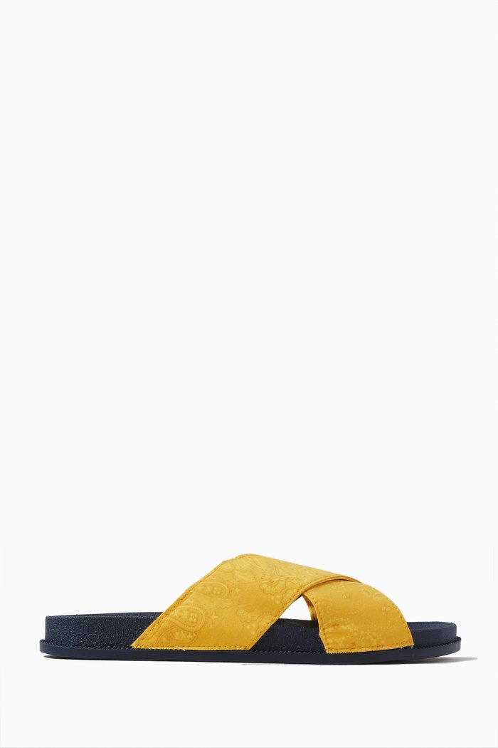 

Paisley Crossover Slides, Yellow