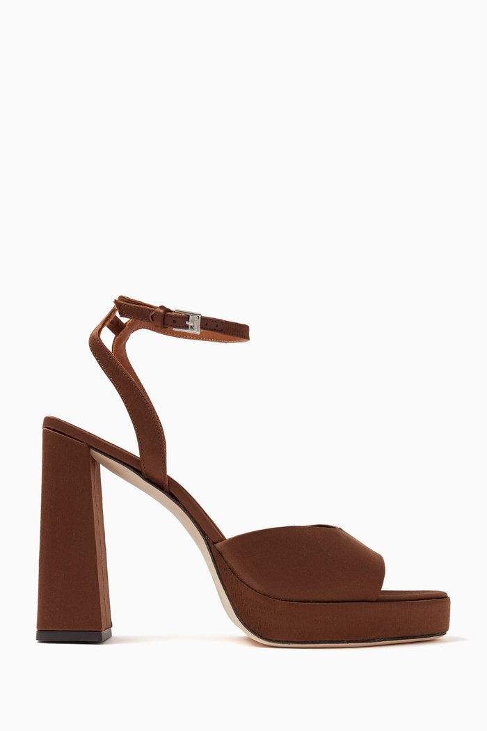 

Solange 125 Platform Sandals in Satin, Brown