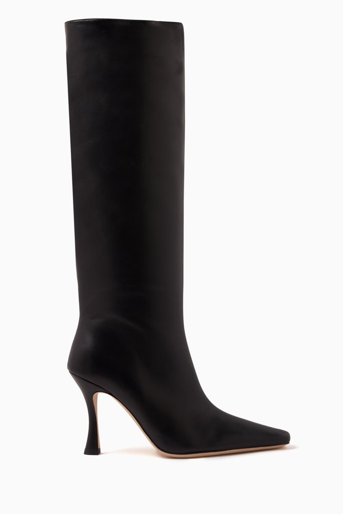 

Cami Knee Length Boots in Leather, Black