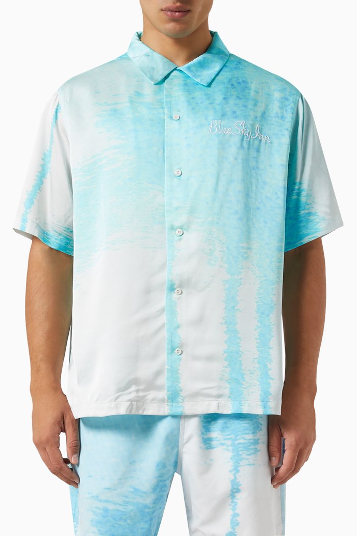 

Palms Pool Shirt in Viscose, Blue