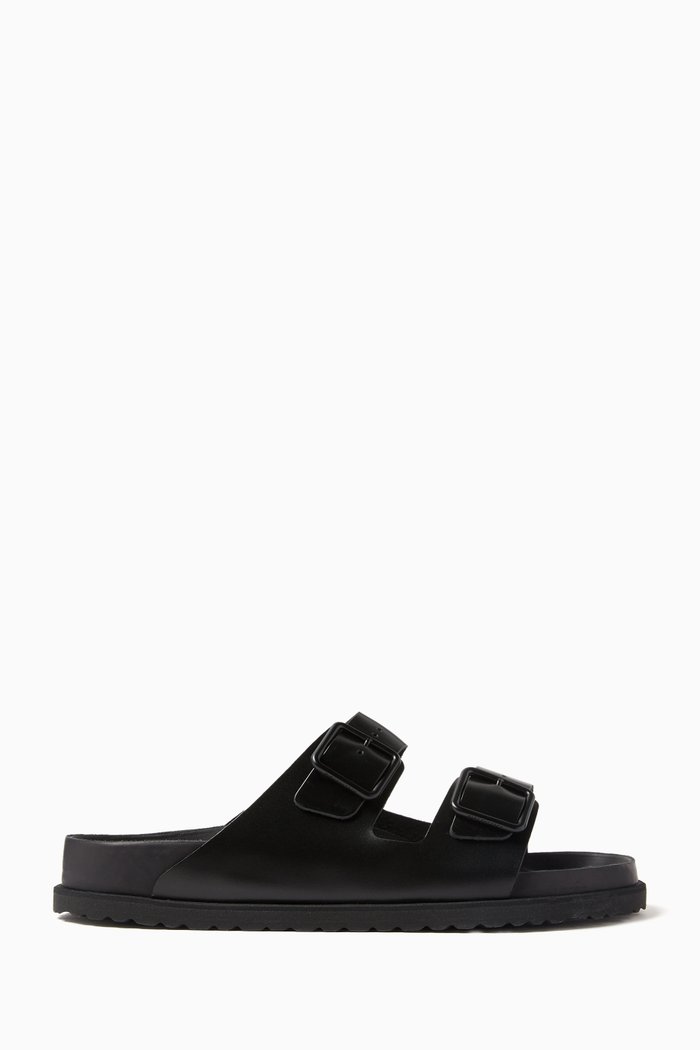 

Arizona Buckle Sandals in Smooth Leather, Black