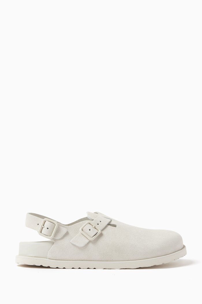 Tokio Slingback Clogs in Suede, Neutral