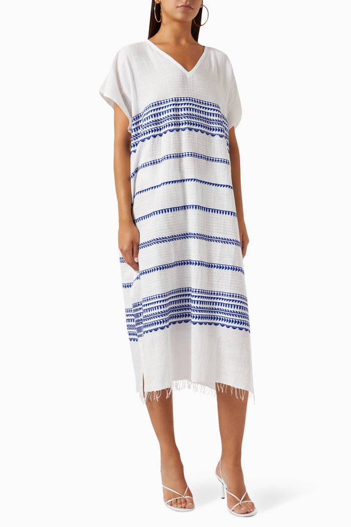 

Yani Classic Midi Kaftan in Cotton-blend, Blue