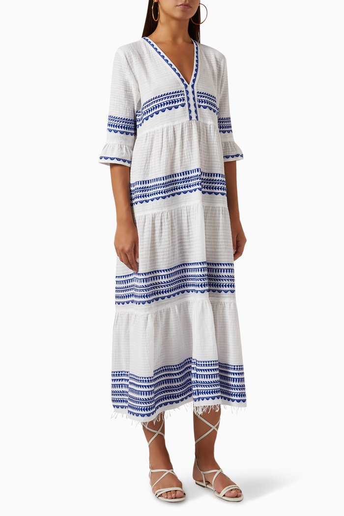 

Yani Flutter Midi Dress in Cotton-blend, Blue