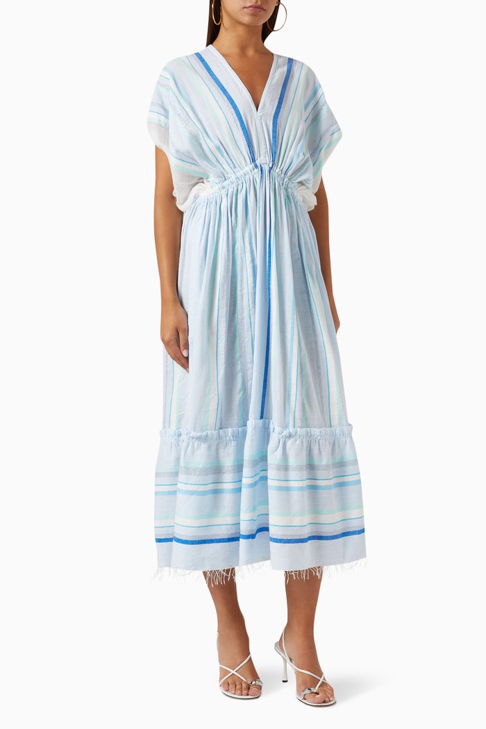 

Ruki Plunge-neck Midi Dress in Cotton-blend, Blue