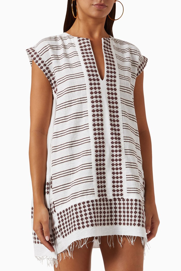 

Tigist Mini Kaftan Dress in Cotton, Neutral