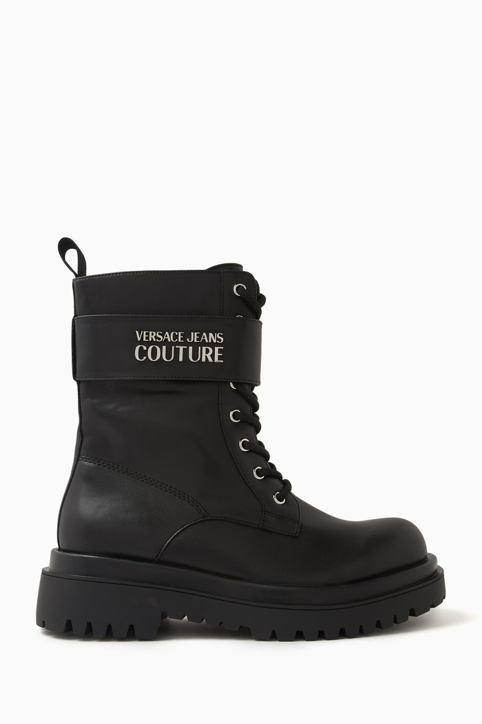 

Drew Combat Boots in Leather, Black