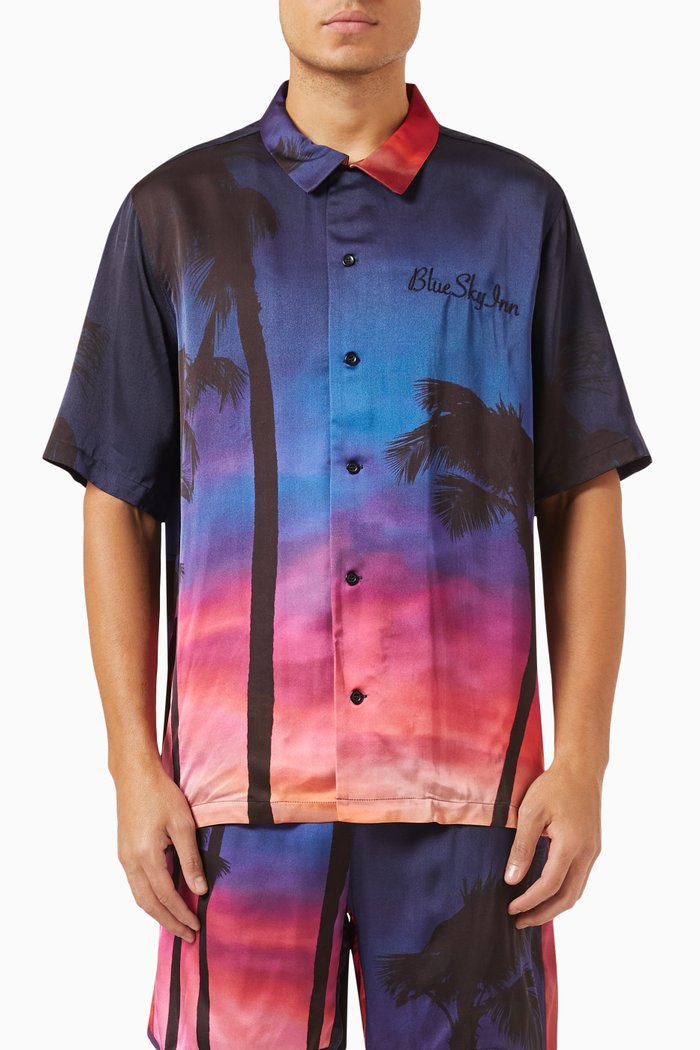 

Sunset Palms Shirt in Viscose, Multicolour