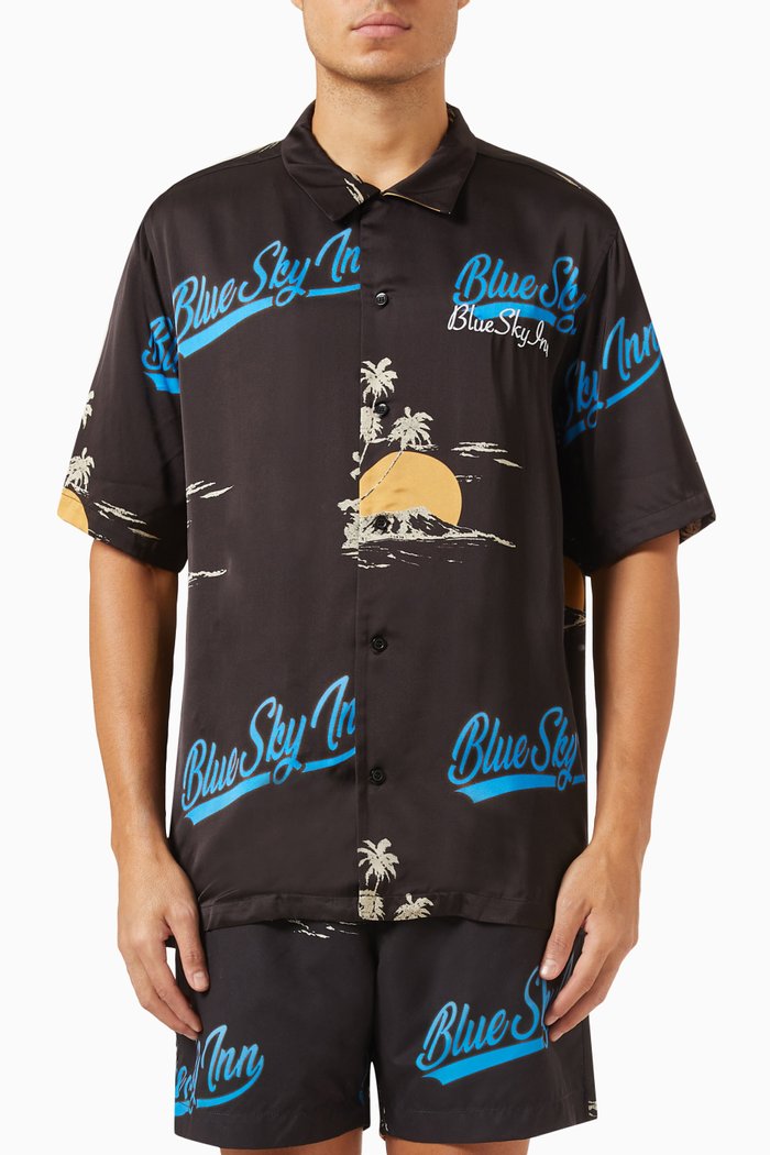 

Island Logo Shirt in Viscose, Multicolour