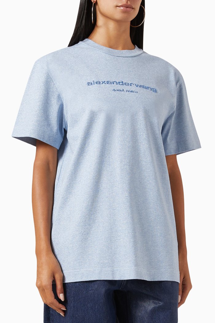 

Glitter Puff Logo T-shirt in Compact-jersey, Blue