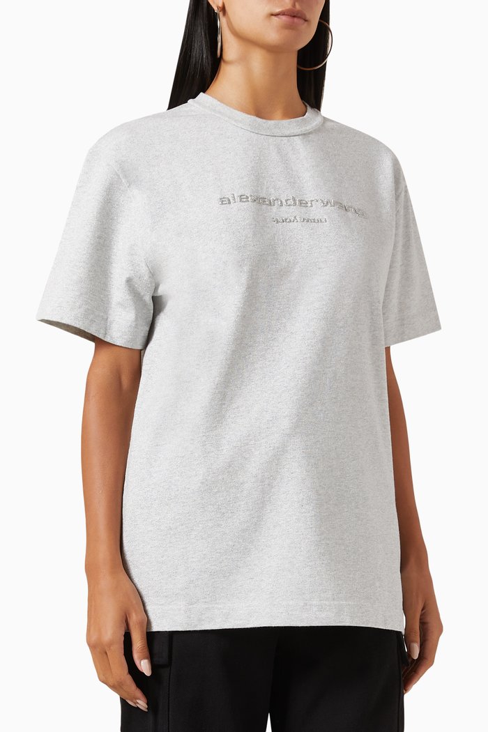 

Glitter Puff Logo T-shirt in Compact-jersey, Grey